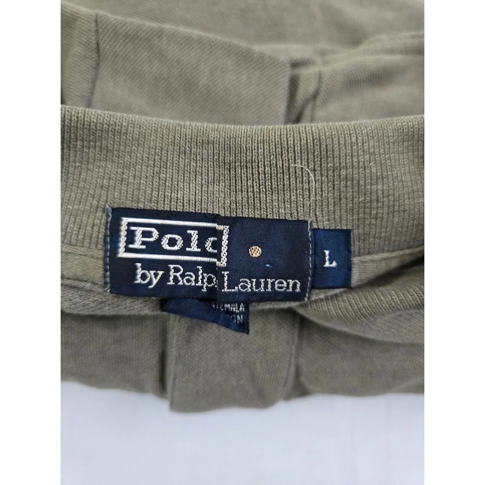 Polo Ralph Lauren Mens Vintage Large Olive Green Short Sleeve Cotton Polo Shirt